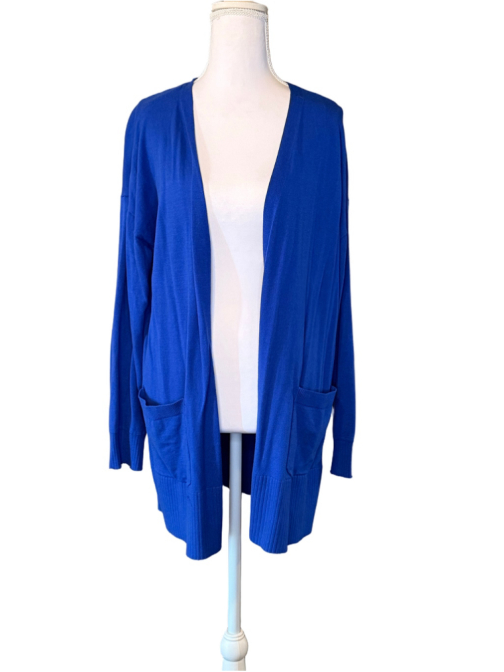 Women's LOFT Cardigan Sweater Size L Blue Open Front